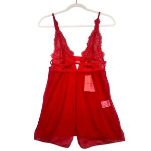 Etam La Chamade Red Lace Babydoll Lingerie XS NWT